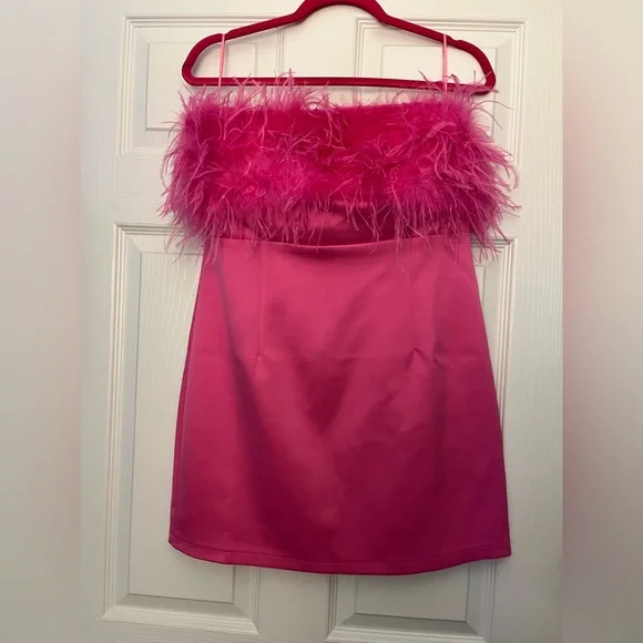 fashion nova pink fur dress Bianca Fur Scuba Mini Dress - Pink